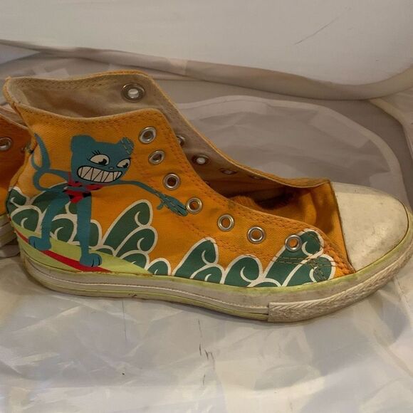 Converse Unisex Size 3 Orange Blue Cat High Top Sneakers - Picture 2 of 13
